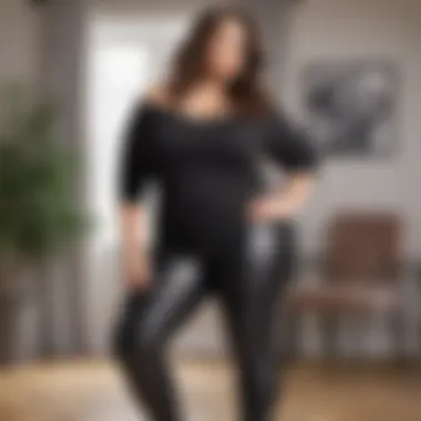 Comfortable outfit featuring plus size black distressed leggings in a relaxed setting
