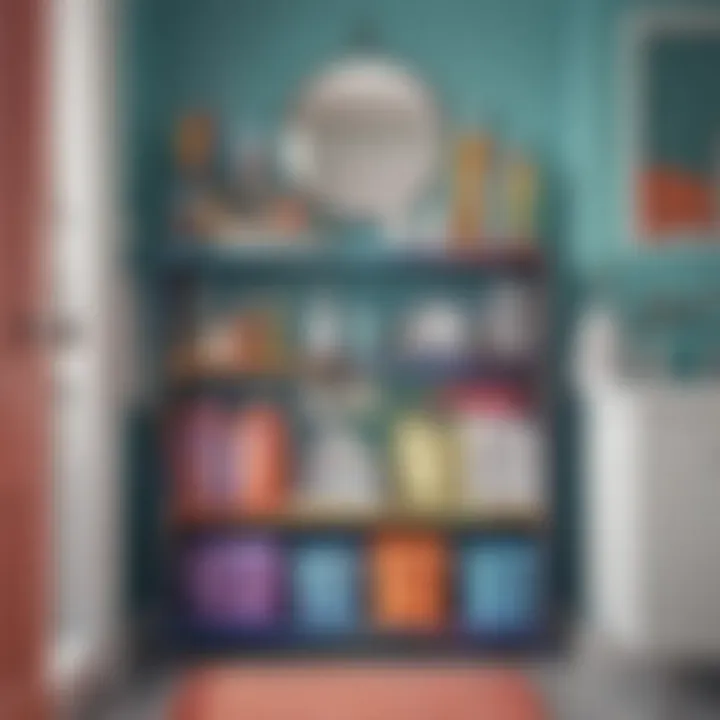 Colorful bathroom storage solutions showcasing rainbow hues