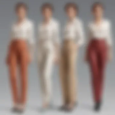 Styling Options for Straight Leg Pants A model showcasing different styling options for straight leg pants with elastic waists.