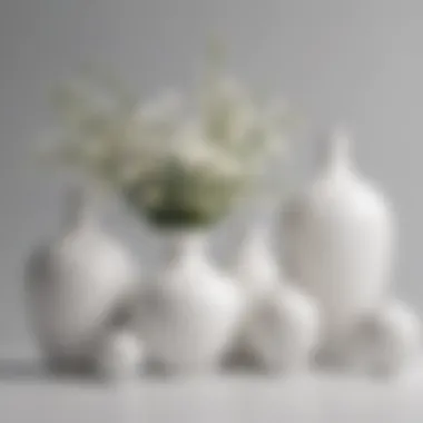 Diversity in Design: Materials and Sizes of White Round Vases A variety of white round vases in different materials and sizes
