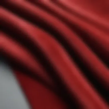 Close-up of luxurious red velvet fabric showcasing its rich texture