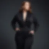 Elegant black jumpsuit on a curvy model showcasing a flattering silhouette