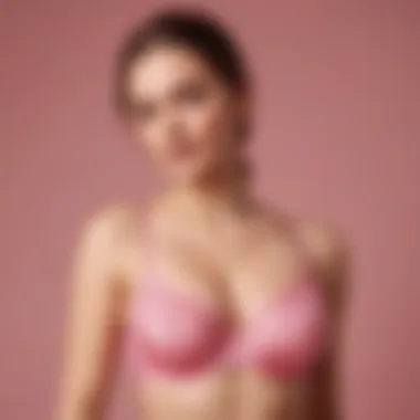 Fashion-forward model wearing a pink K underwire bra, highlighting body positivity.