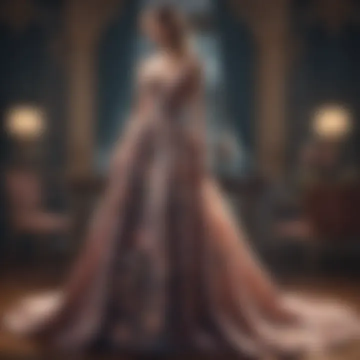 Elegant evening gown displayed in a fashion setting