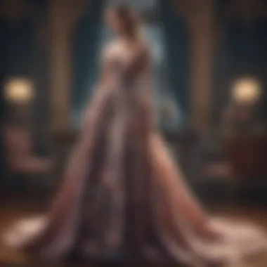 Stylish Evening Gown Presentation Elegant evening gown displayed in a fashion setting
