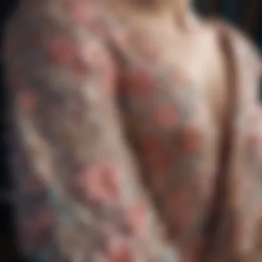 Close-up of fabric textures used in evening gowns