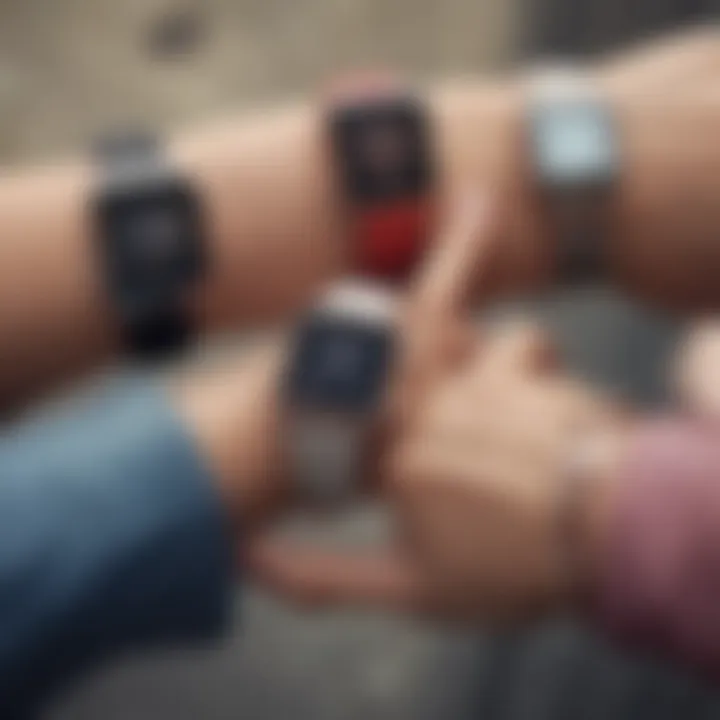 A collection of fashionable smartwatches in various colors and styles