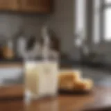 Elegant farmhouse soap dispenser on a rustic kitchen countertop