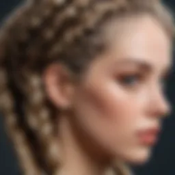 Close-up of a beautifully crafted braided wig showcasing intricate patterns