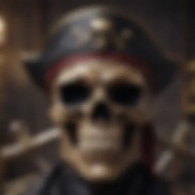 An artistic representation of a pirate skull and crossbones in modern decor