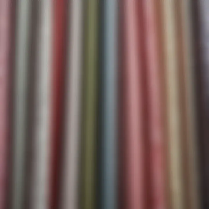 Close-up of various fabric textures used in shower curtains highlighting material diversity