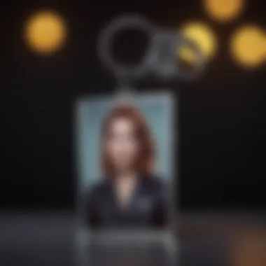 Stylish Photo Projection A stylish keychain projected against a dark background, illuminating a photograph.