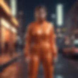 A thermal jumpsuit showcased against a modern urban backdrop.